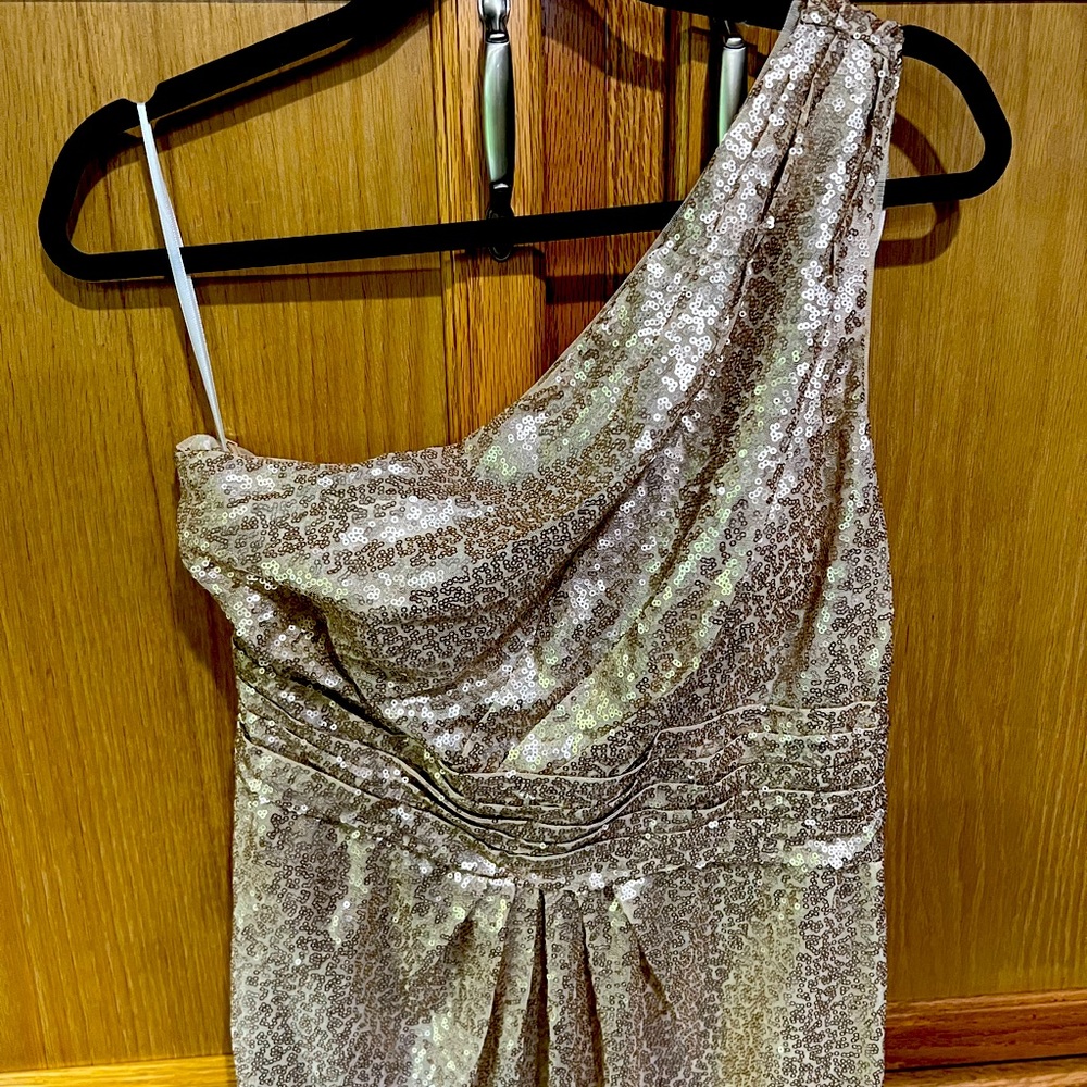 Hebeos gold one shoulder sequin dress size 10